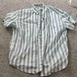 J. Crew Men's Light Blue and White Striped Shirt